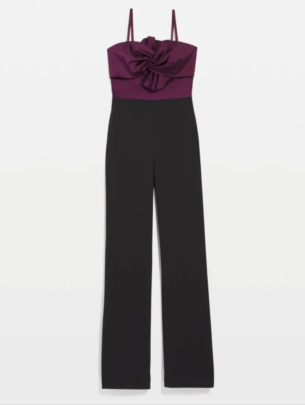 White House Black Market Strapless Two-Tone Jumpsuit in Plum and Black
